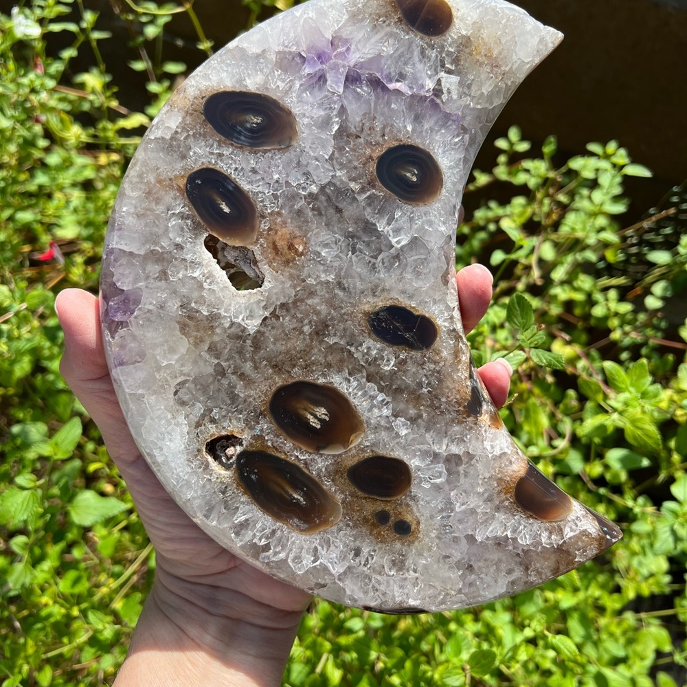 Amazing Pink Amethyst Quartz Crystal Orb Moon One of a kind! - Picture 10 of 11